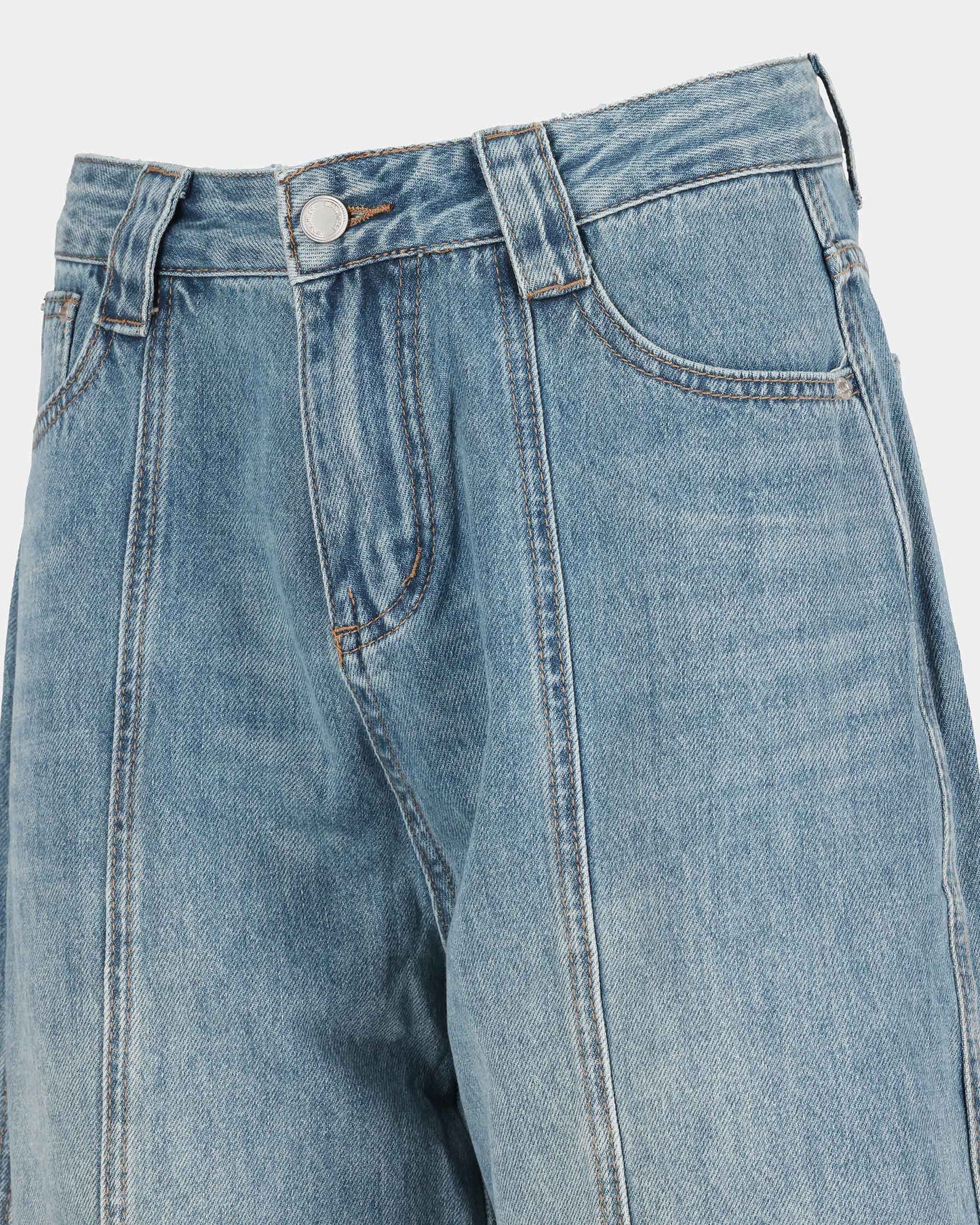 Retro Seamed Wide-Leg Jeans