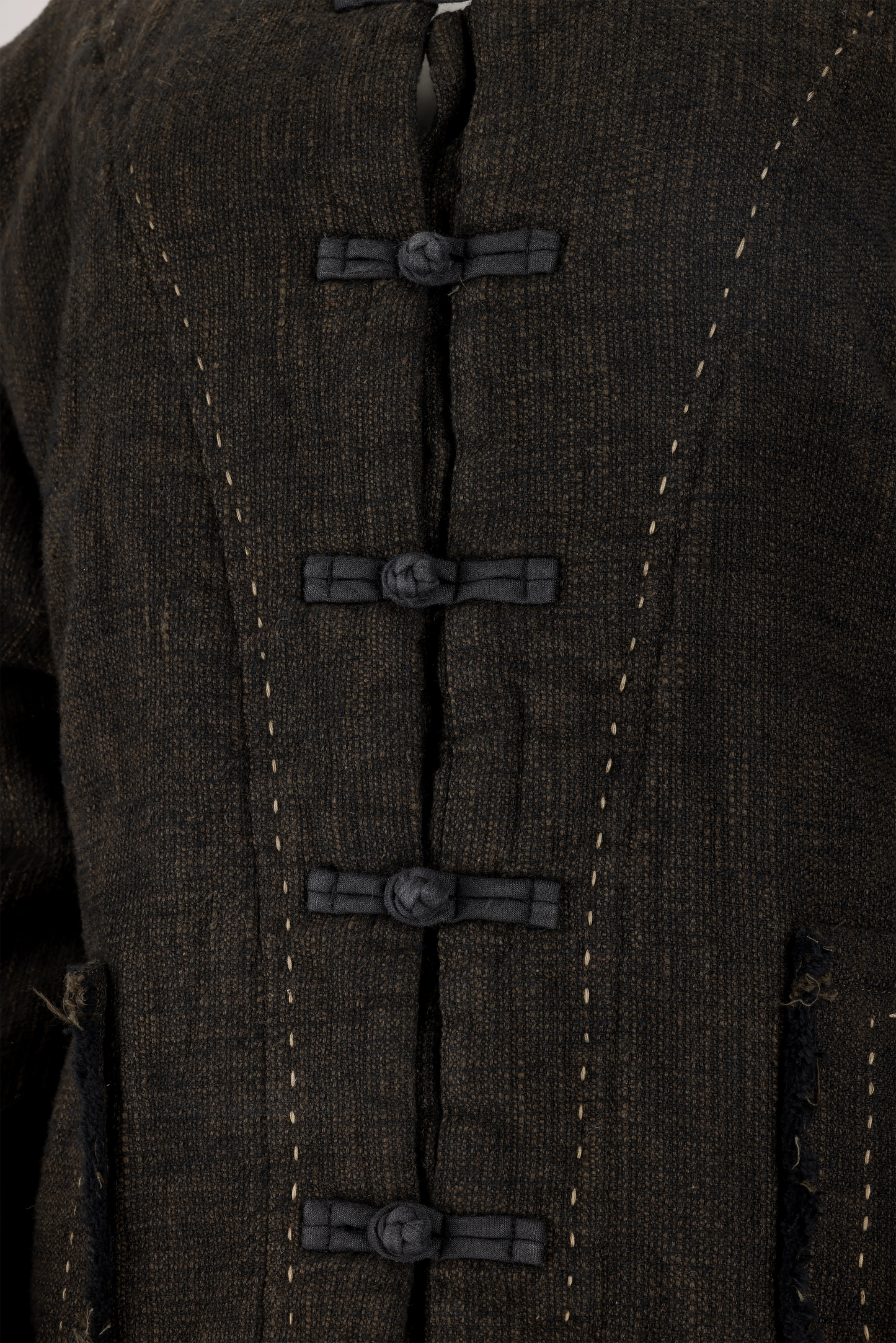 Raw-Edge Linen Frog Jacket (Padded)