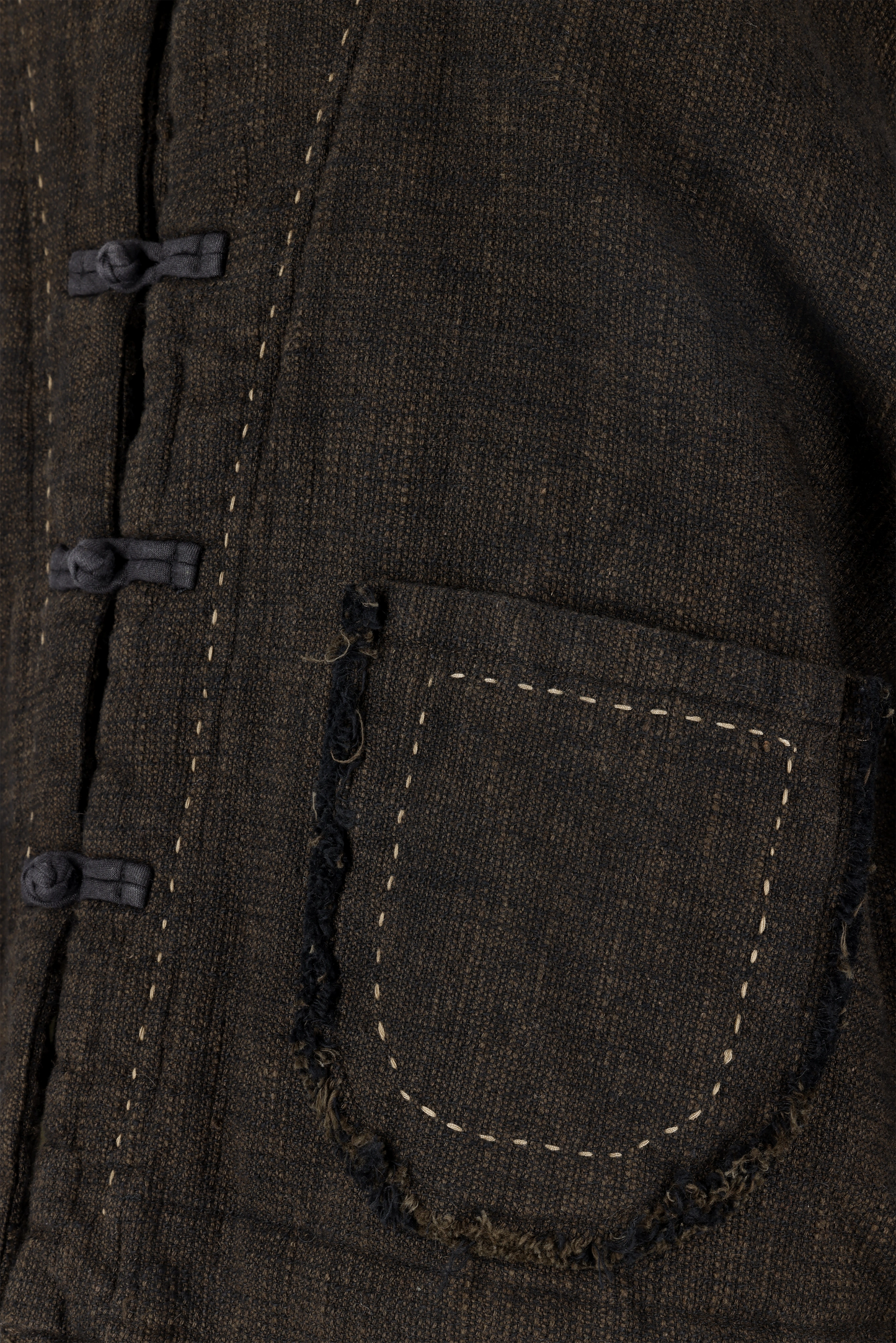 Raw-Edge Linen Frog Jacket (Padded)