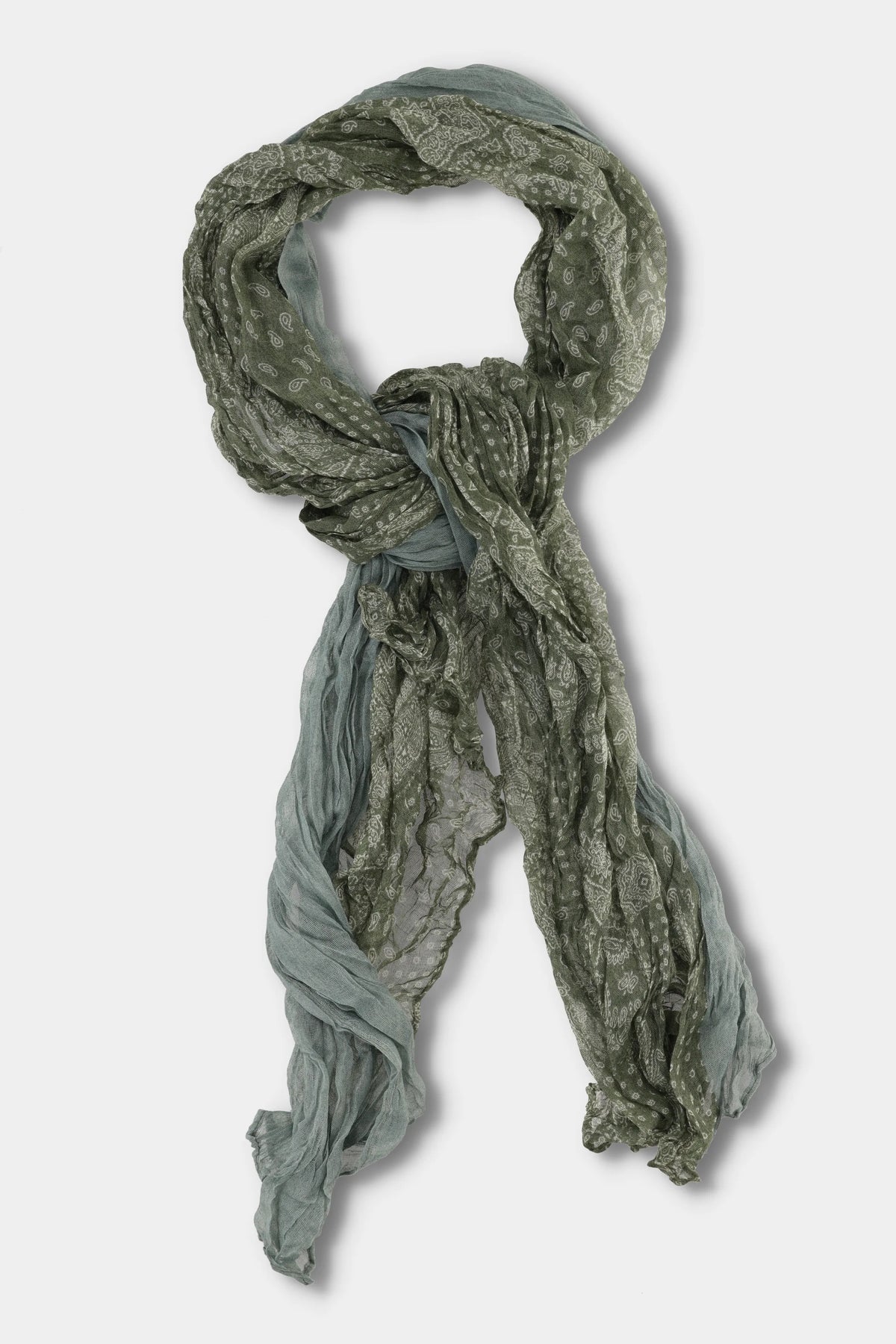 Sage Olive Paisley Crinkle Scarf