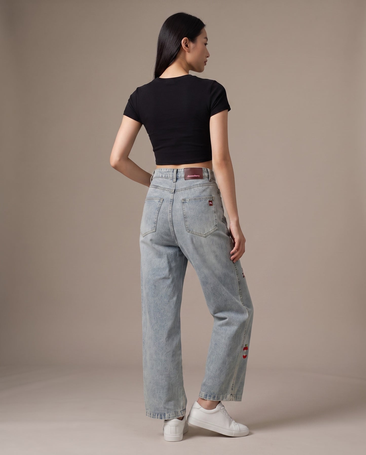 Embroidered Graphic Wide-Leg Jeans