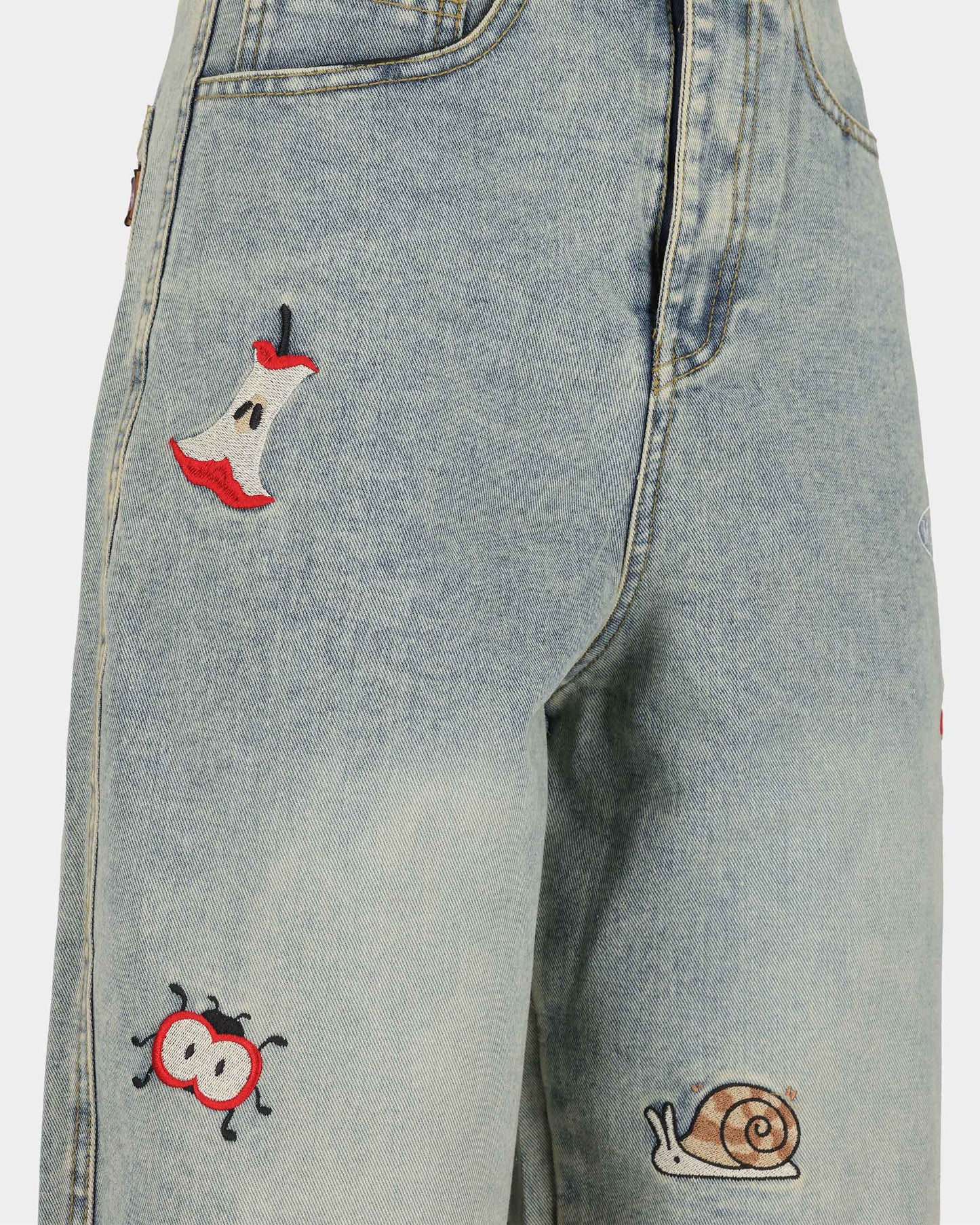 Embroidered Graphic Wide-Leg Jeans