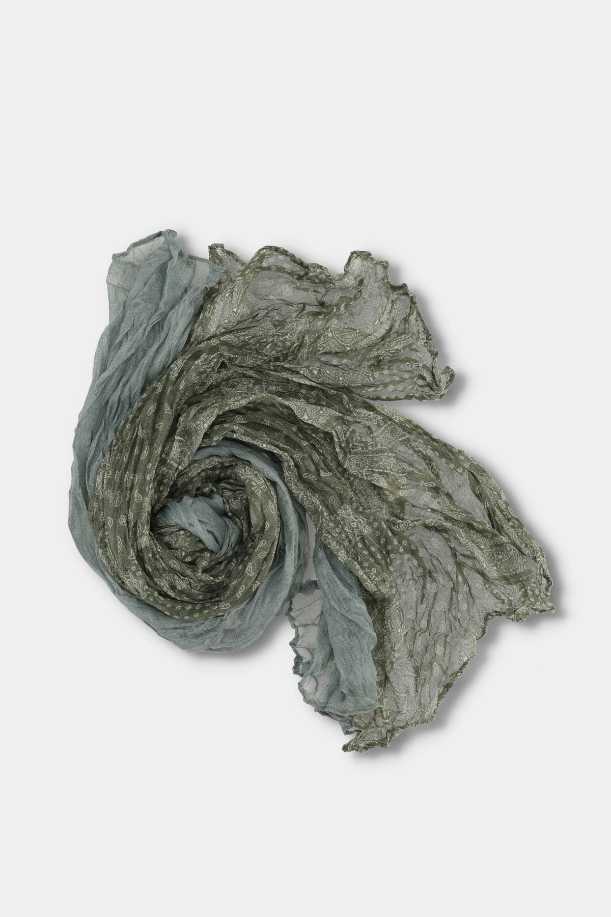 Sage Olive Paisley Crinkle Scarf