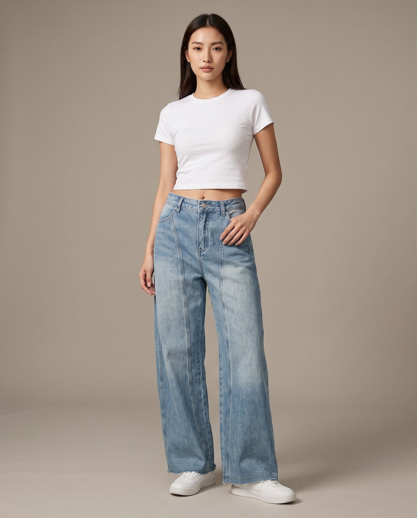 Y2K Raw Hem Vintage Wide-Leg Jeans