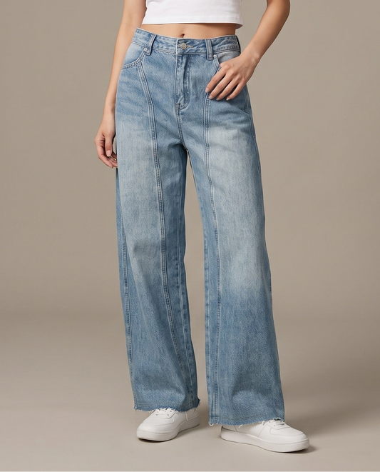 Y2K Raw Hem Vintage Wide-Leg Jeans