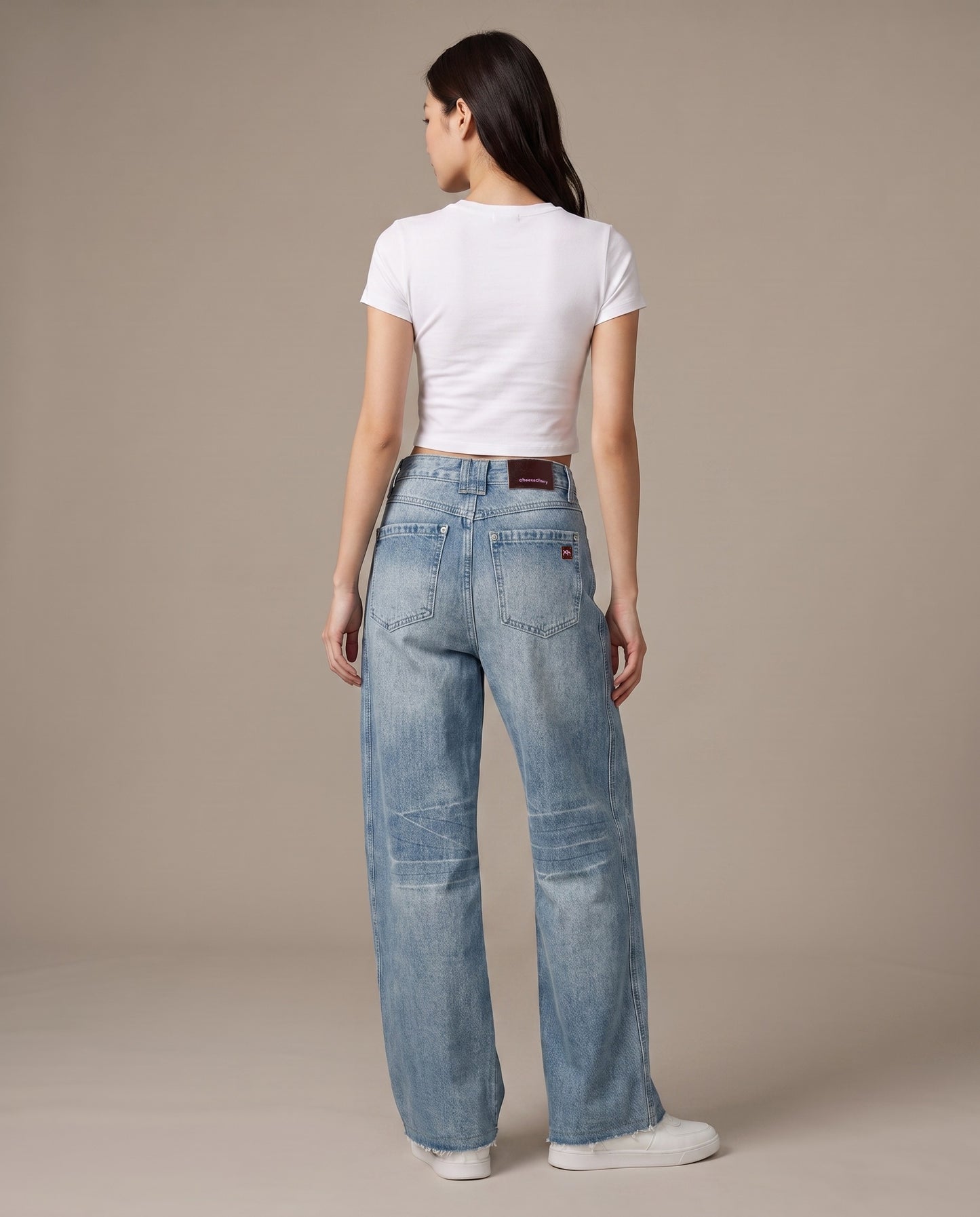 Y2K Raw Hem Vintage Wide-Leg Jeans