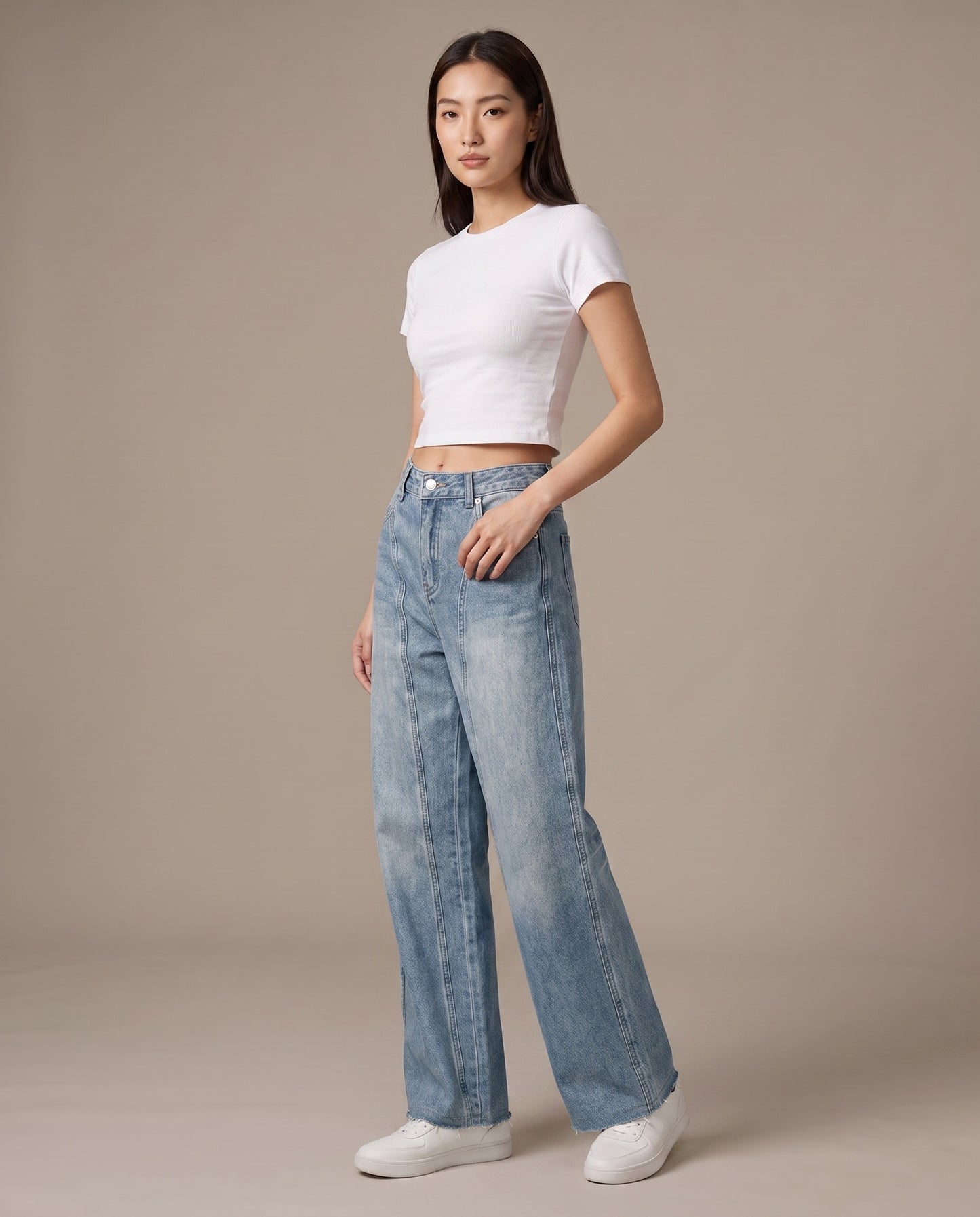 Y2K Raw Hem Vintage Wide-Leg Jeans