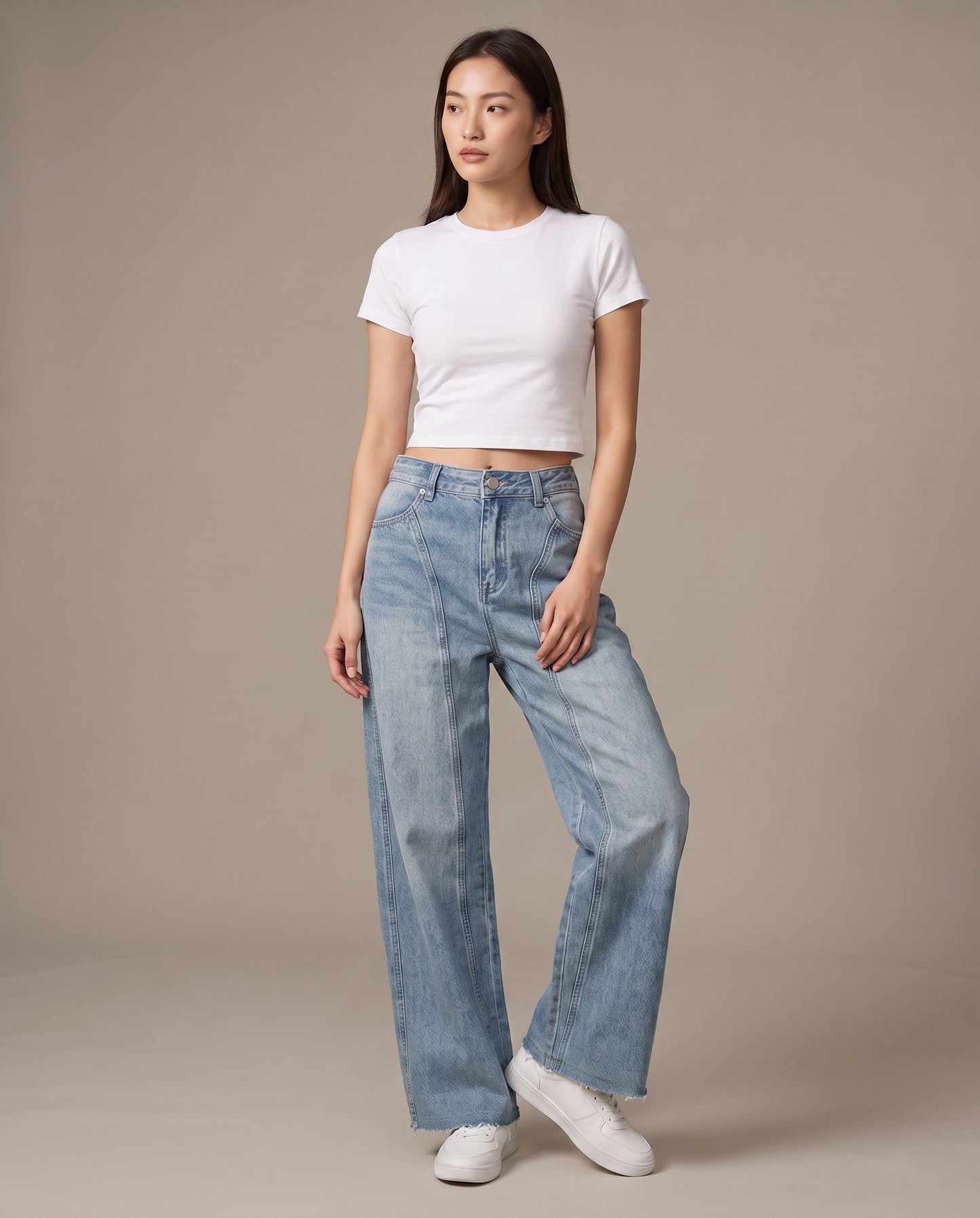 Y2K Raw Hem Vintage Wide-Leg Jeans