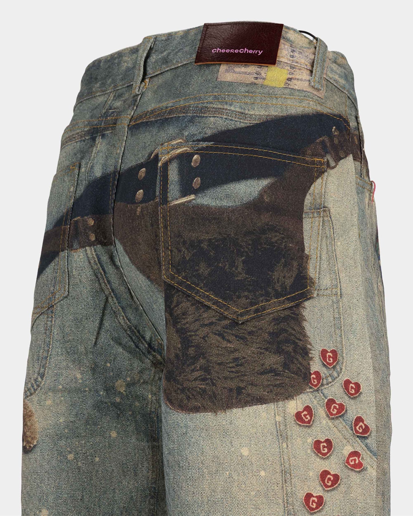 Y2K Keychain Illusion Print Wide-Leg Jeans