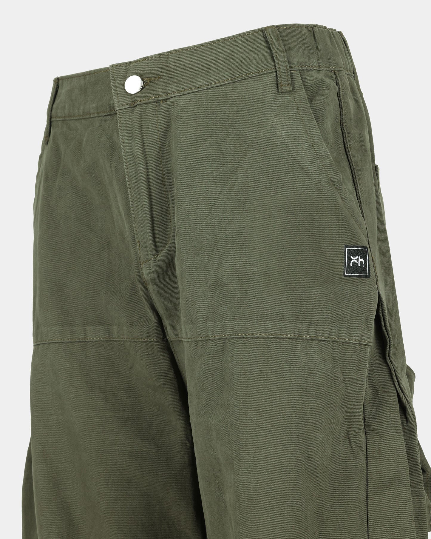 Military Green Washed Cotton Cargo Pants