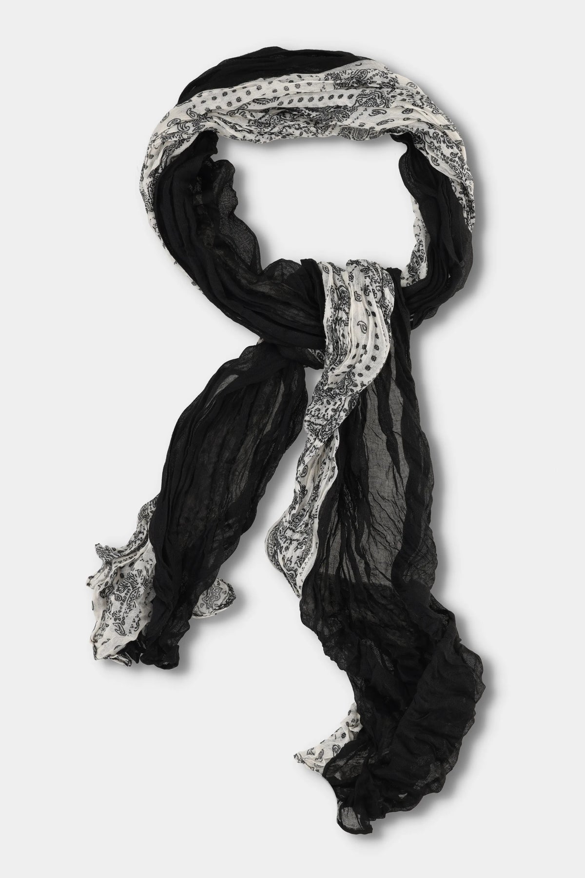 Monochrome Paisley Crinkle Scarf