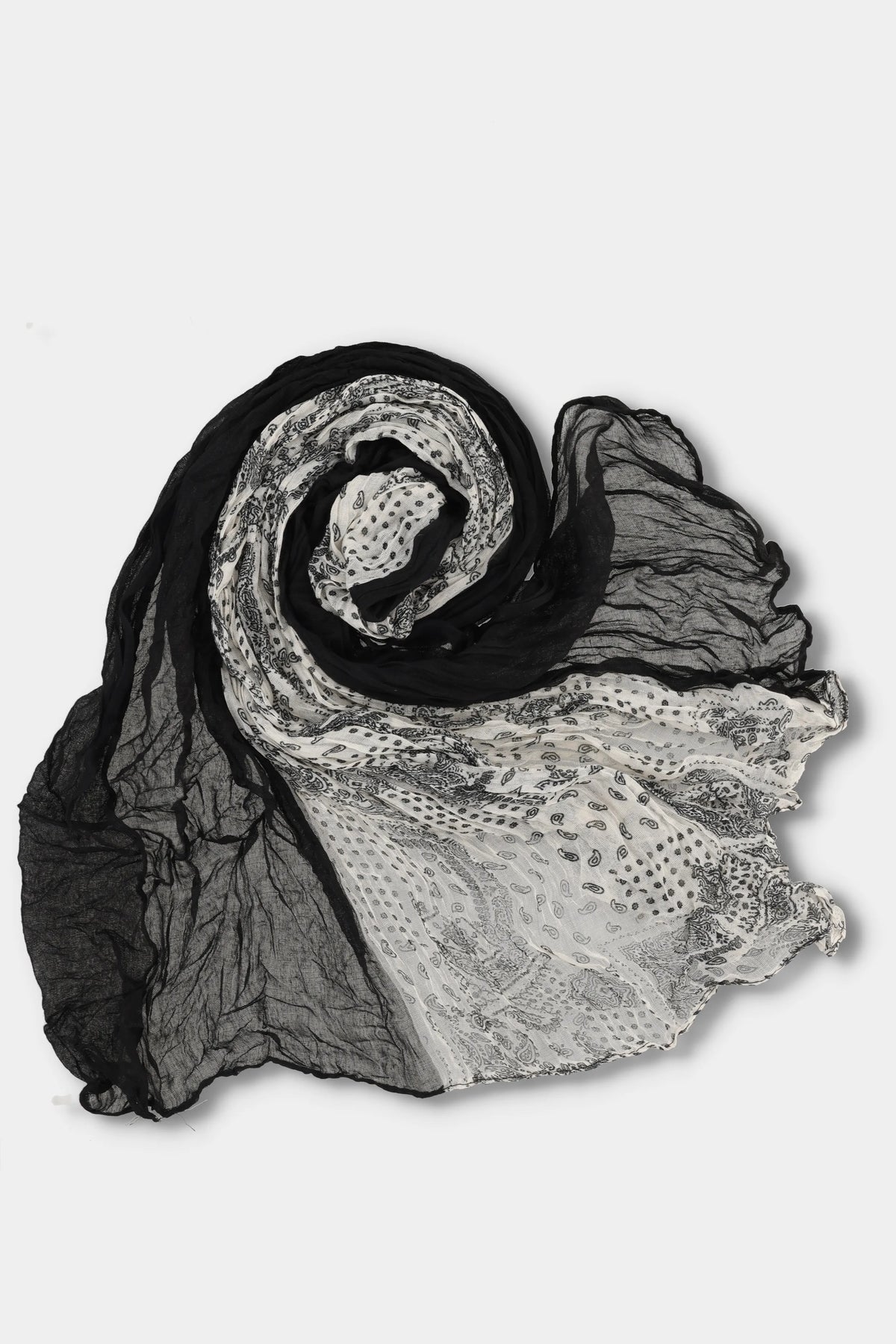 Monochrome Paisley Crinkle Scarf