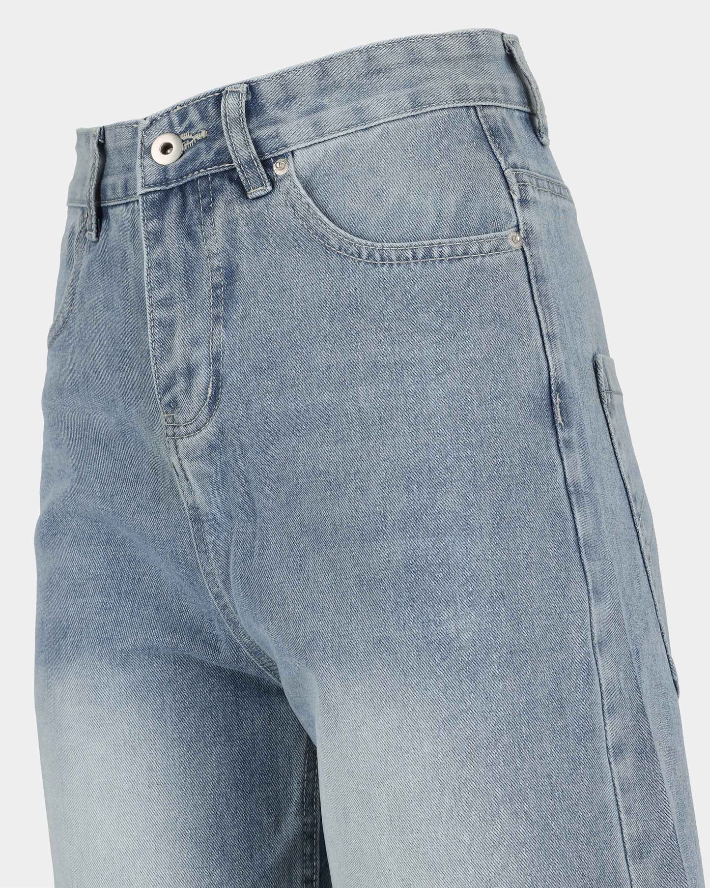Cinch-Back Wide-Leg Vintage Wash Jeans