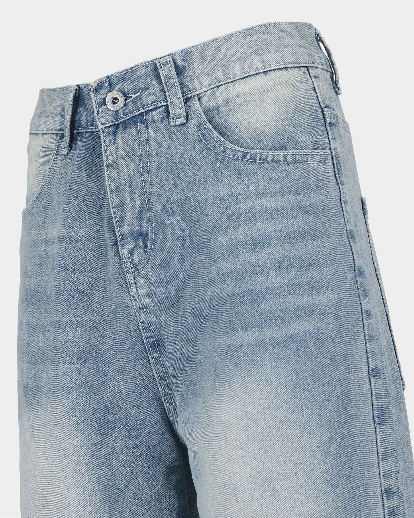 Cinch-Back Wide-Leg Vintage Grey-Blue Jeans