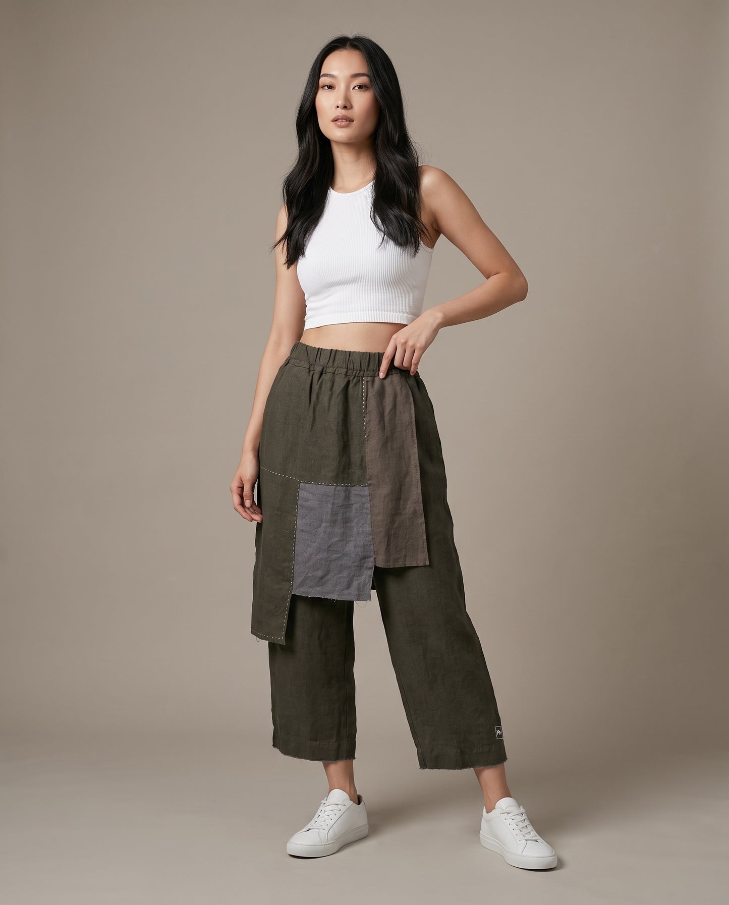 Patchwork Layered Linen Pants