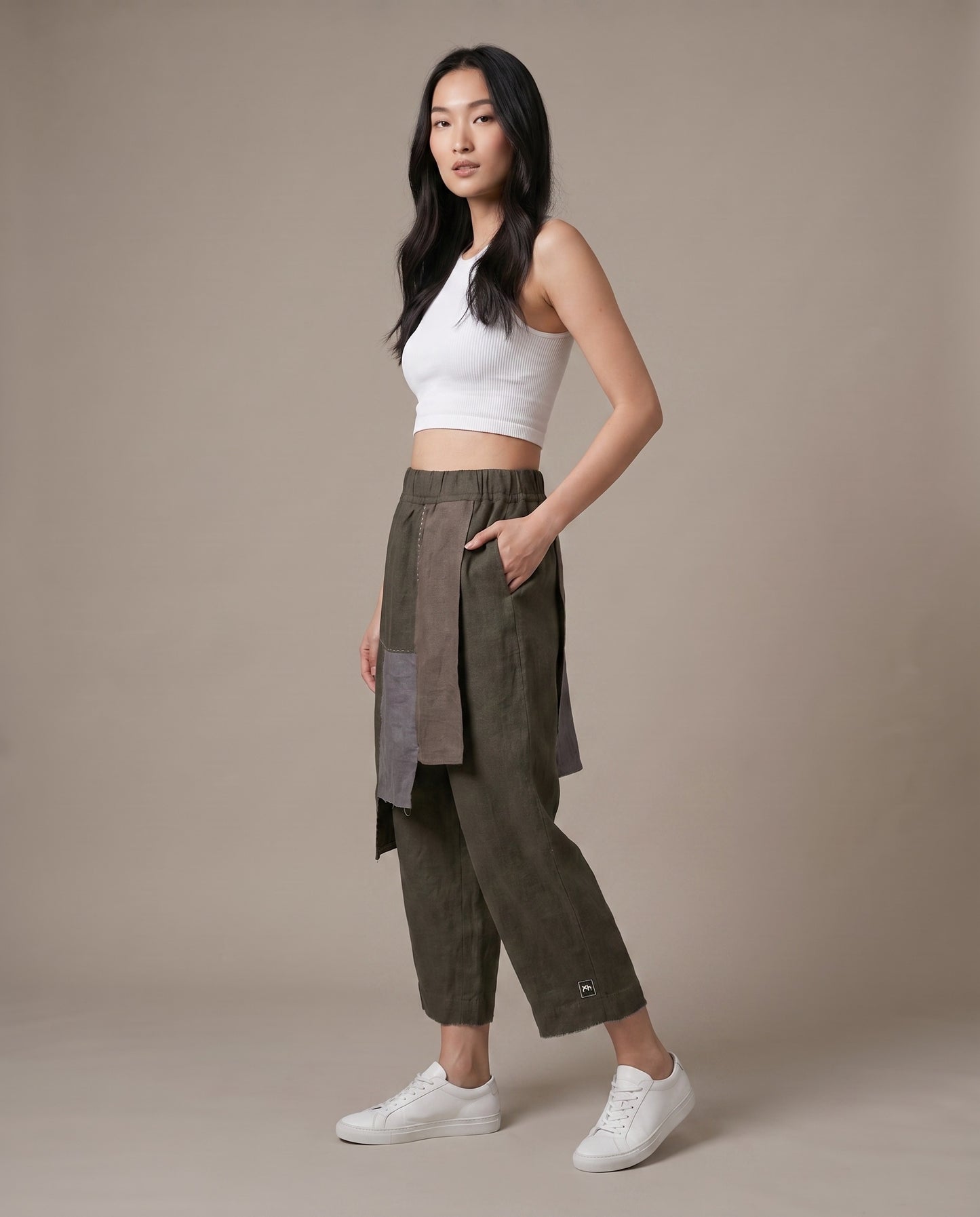 Patchwork Layered Linen Pants