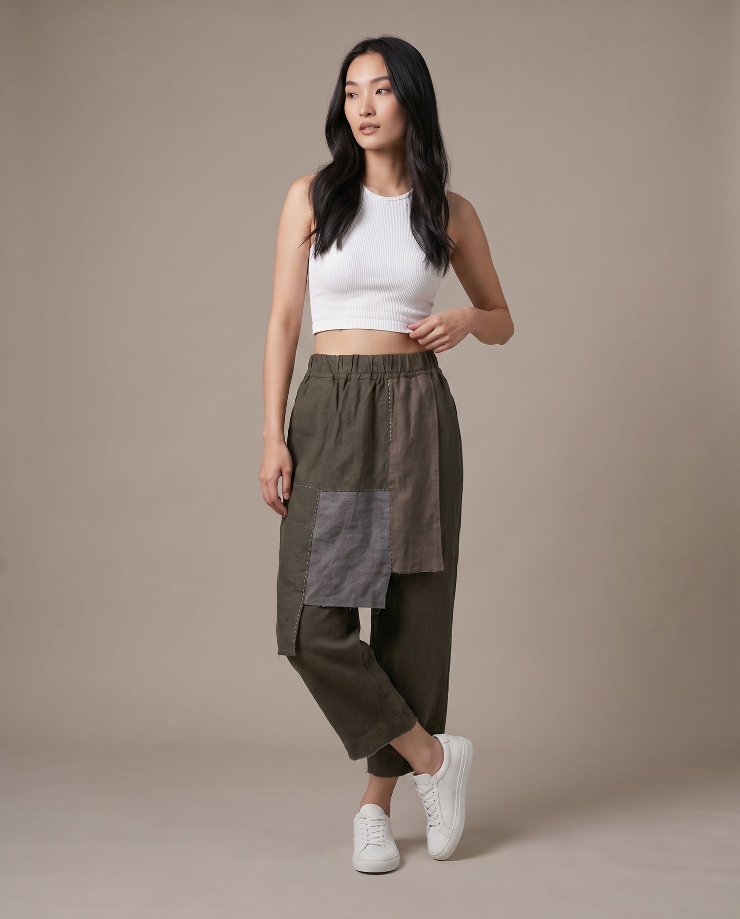 Patchwork Layered Linen Pants