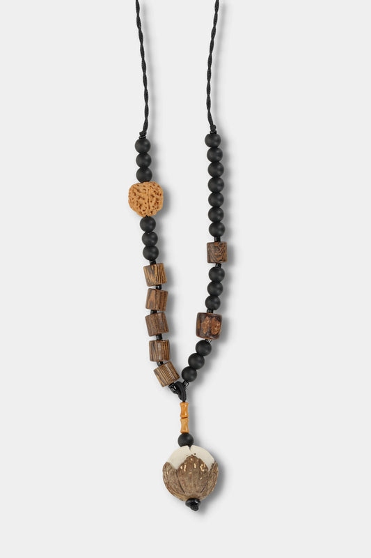 Beaded Bodhi Lotus Necklace (Earthwood)