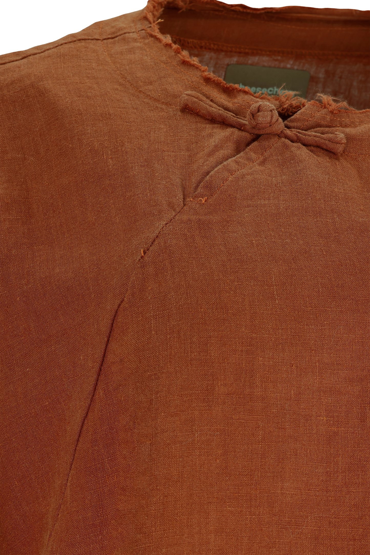 Rust Linen Raw-Edge Top