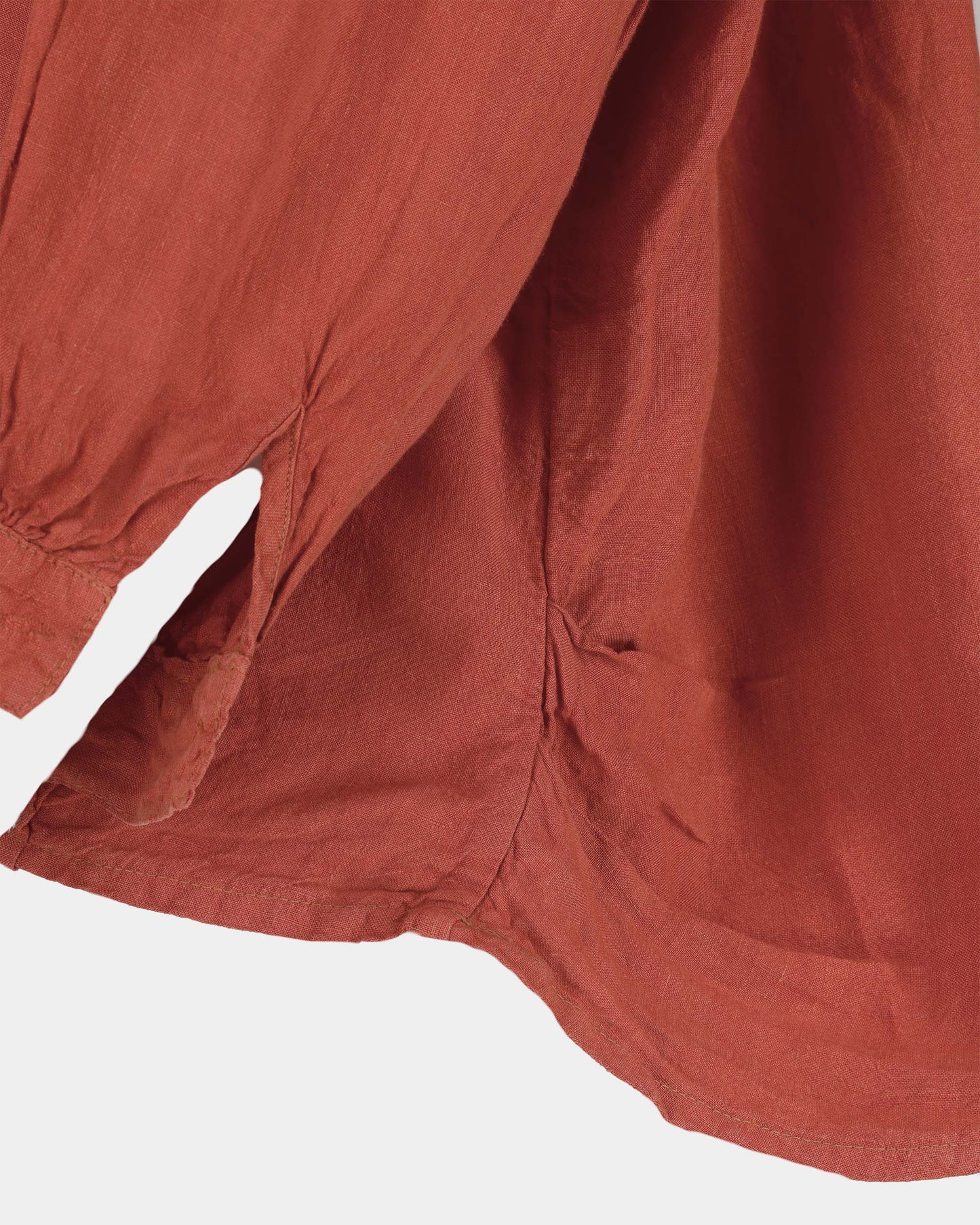 Cinnabar Tie-Neck Linen Blouse