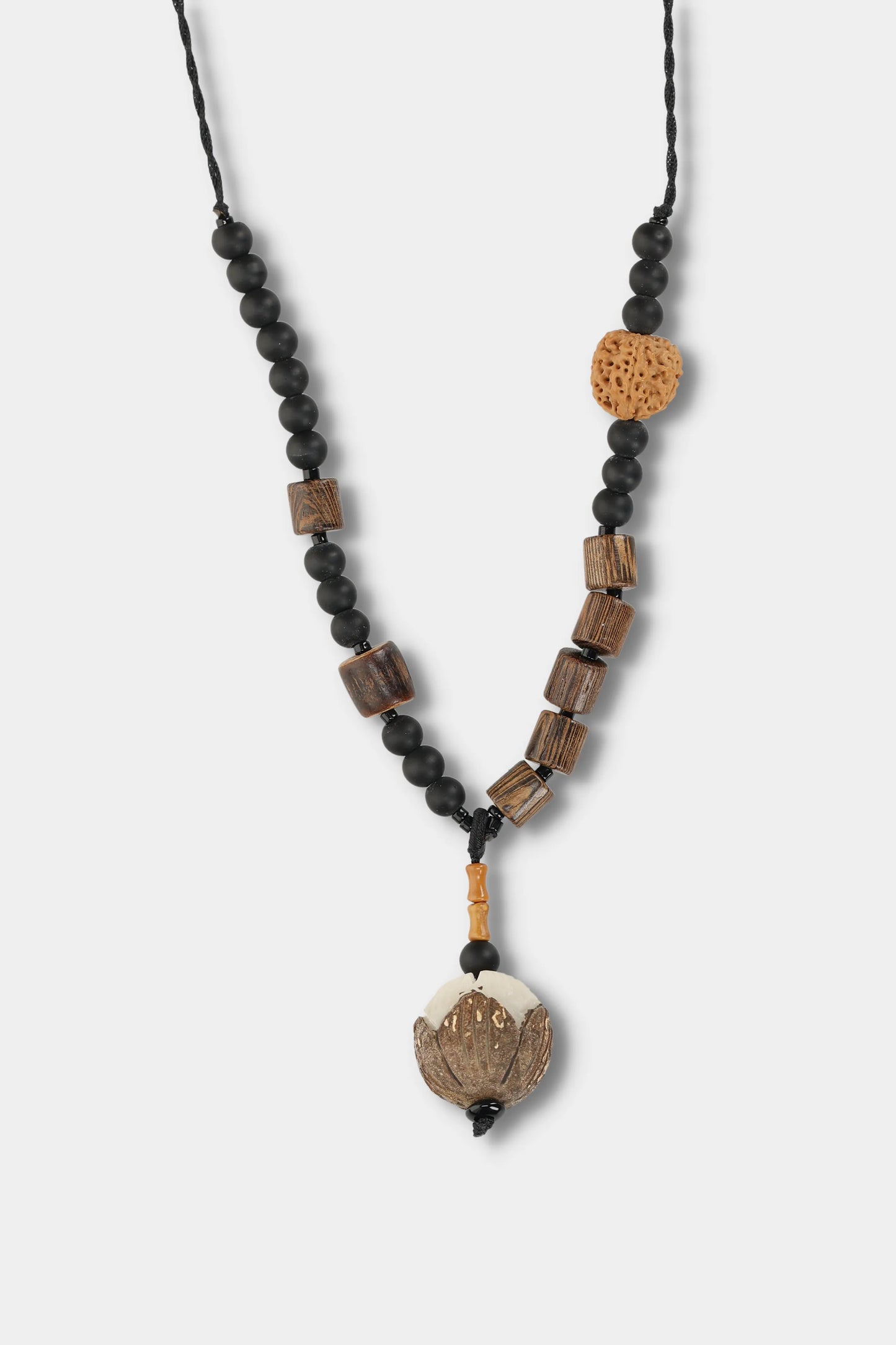 Beaded Bodhi Lotus Necklace (Earthwood)