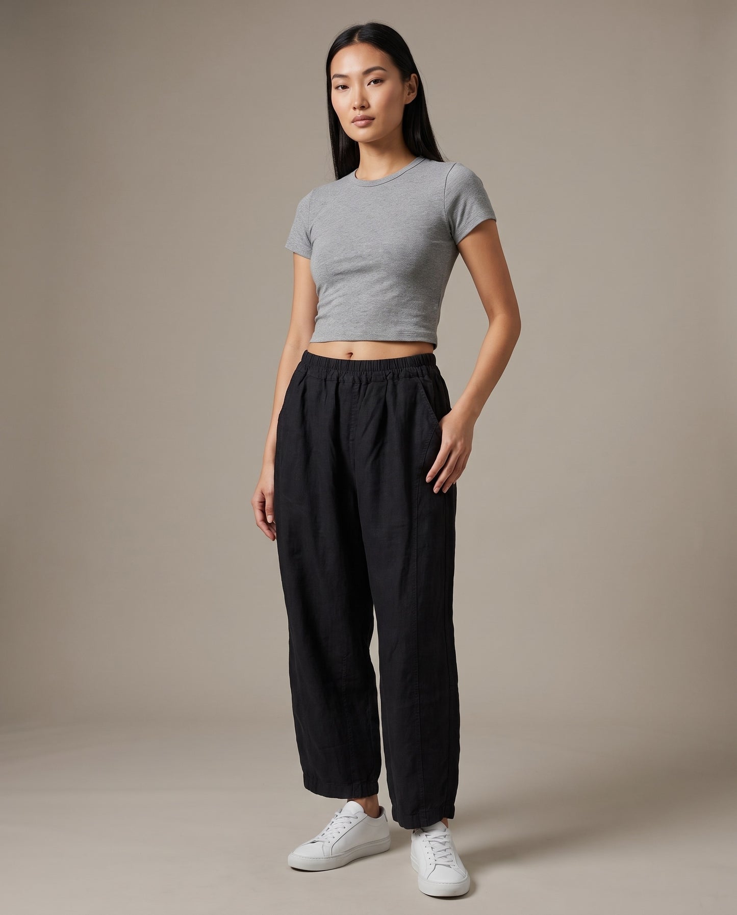 Black Relaxed Tapered Pants