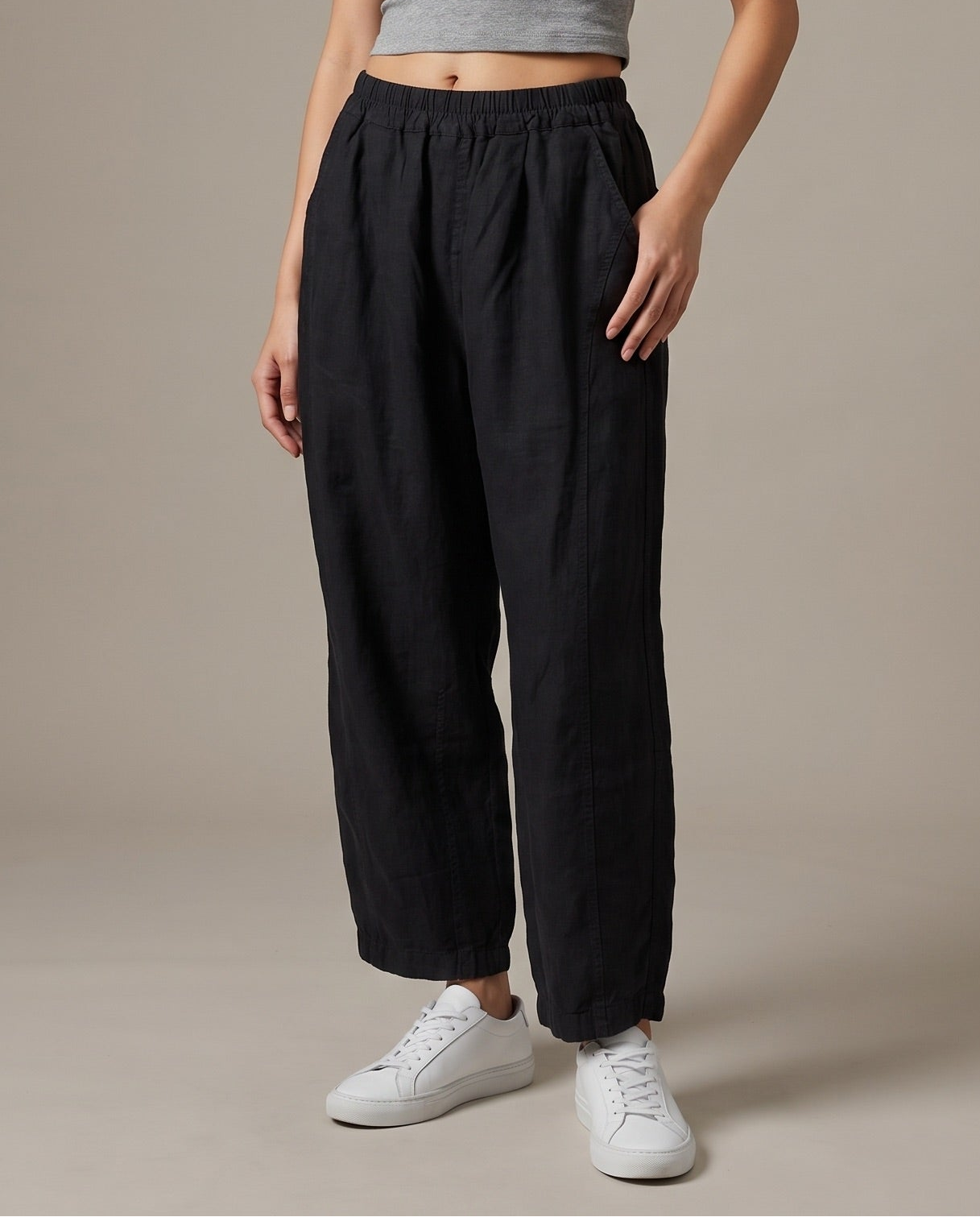 Black Relaxed Tapered Pants