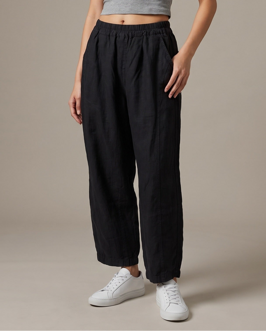 Black Relaxed Tapered Pants