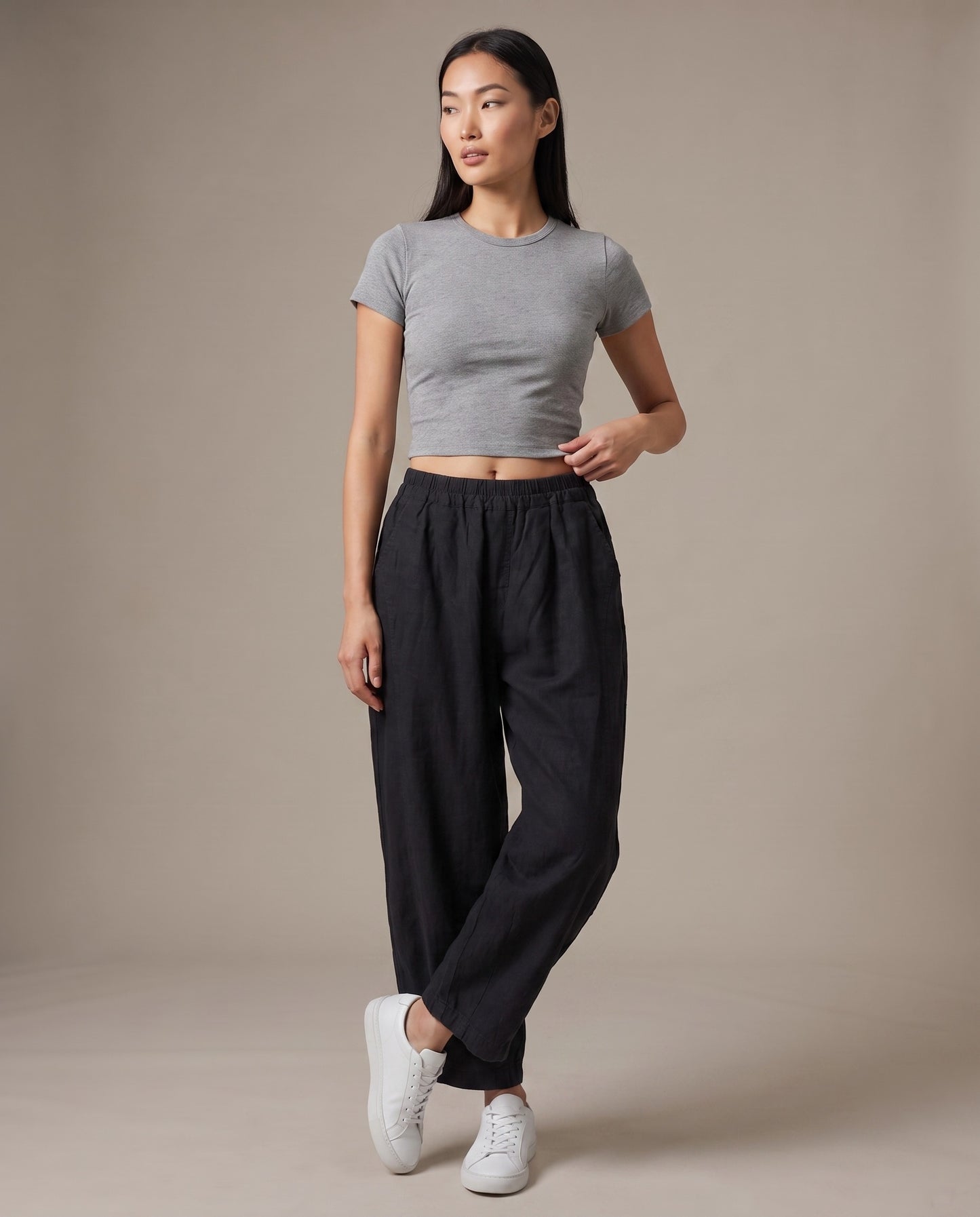 Black Relaxed Tapered Pants