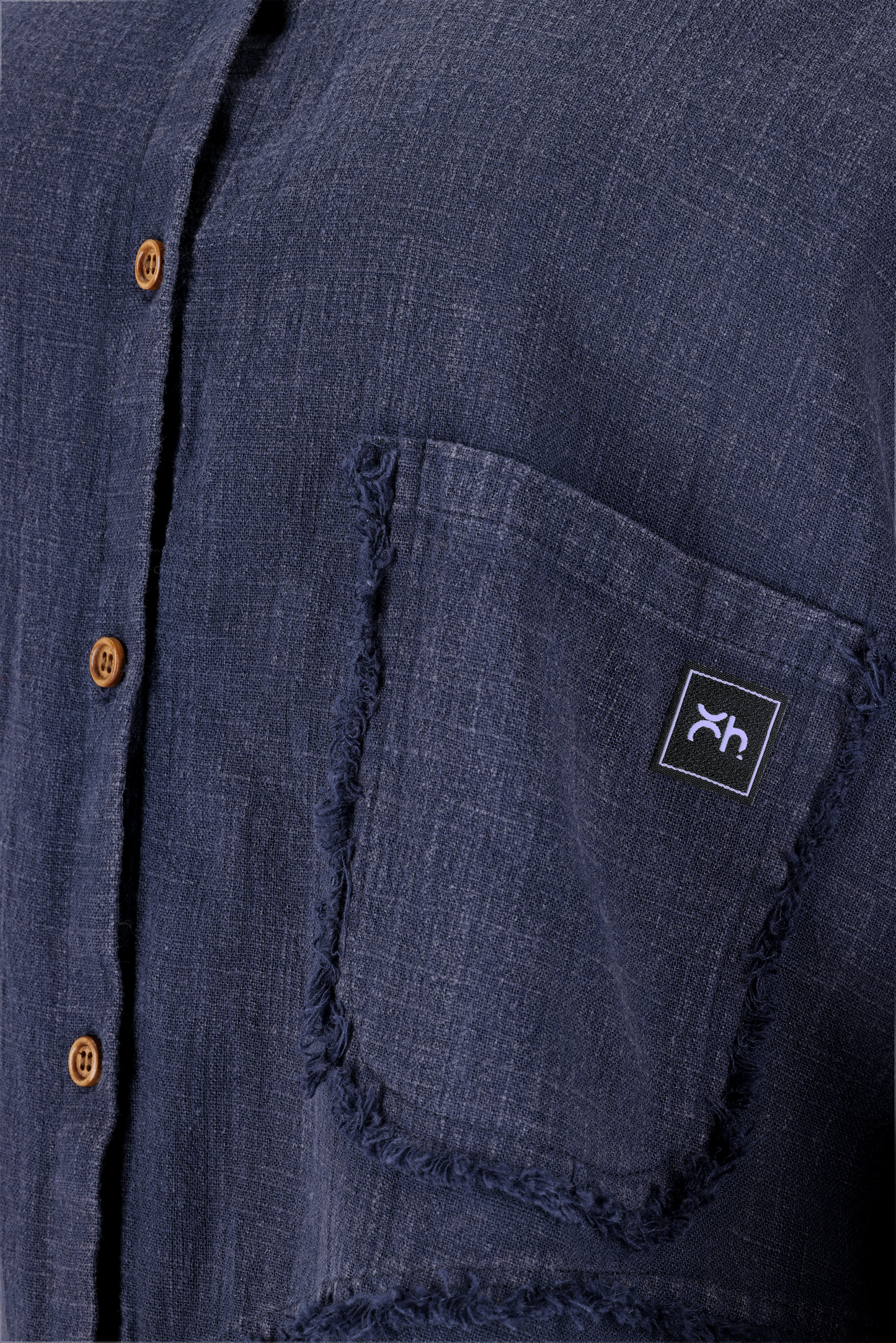 Sand-Fried Linen Overshirt - Blue