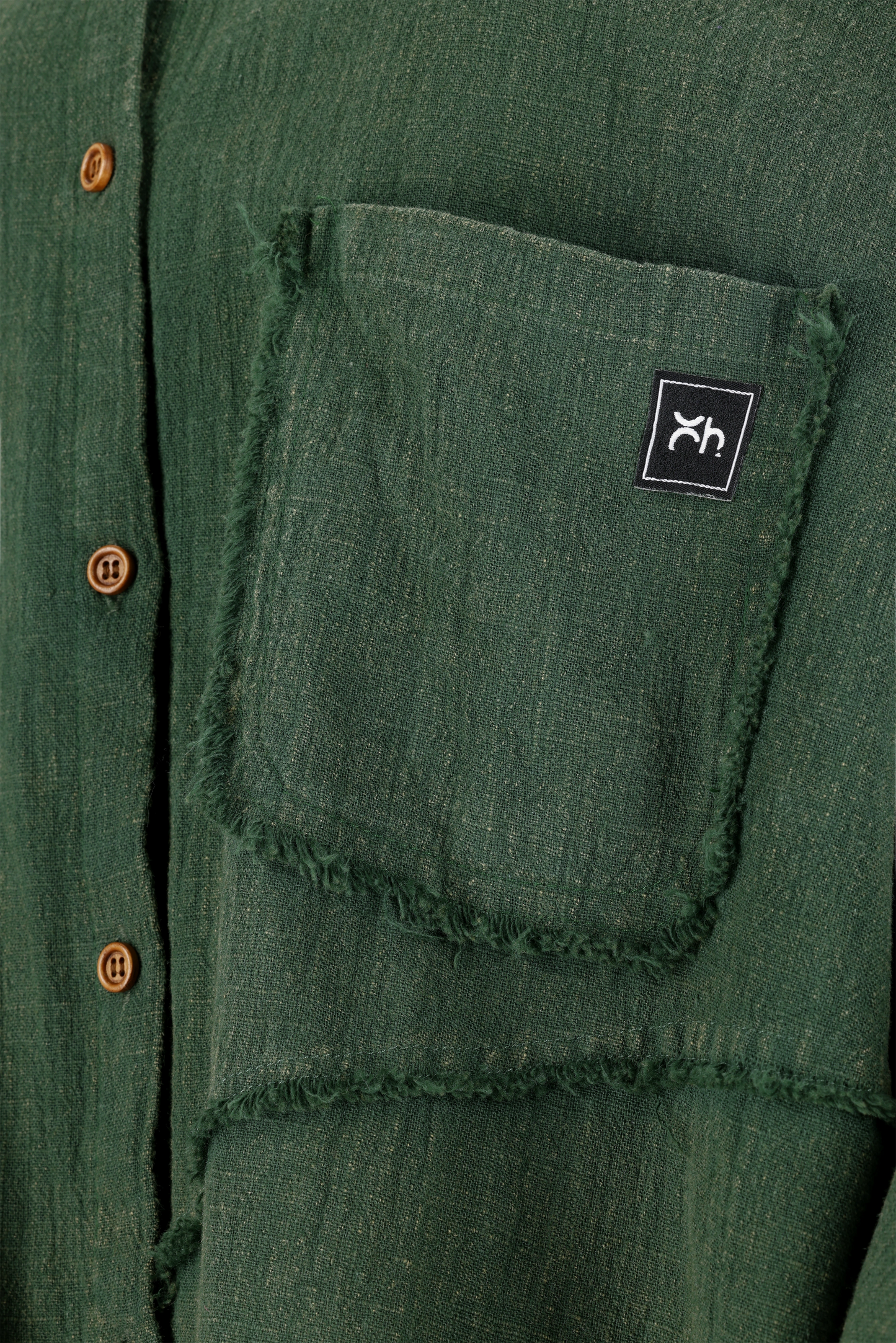 Sand-Fried Linen Overshirt - Green