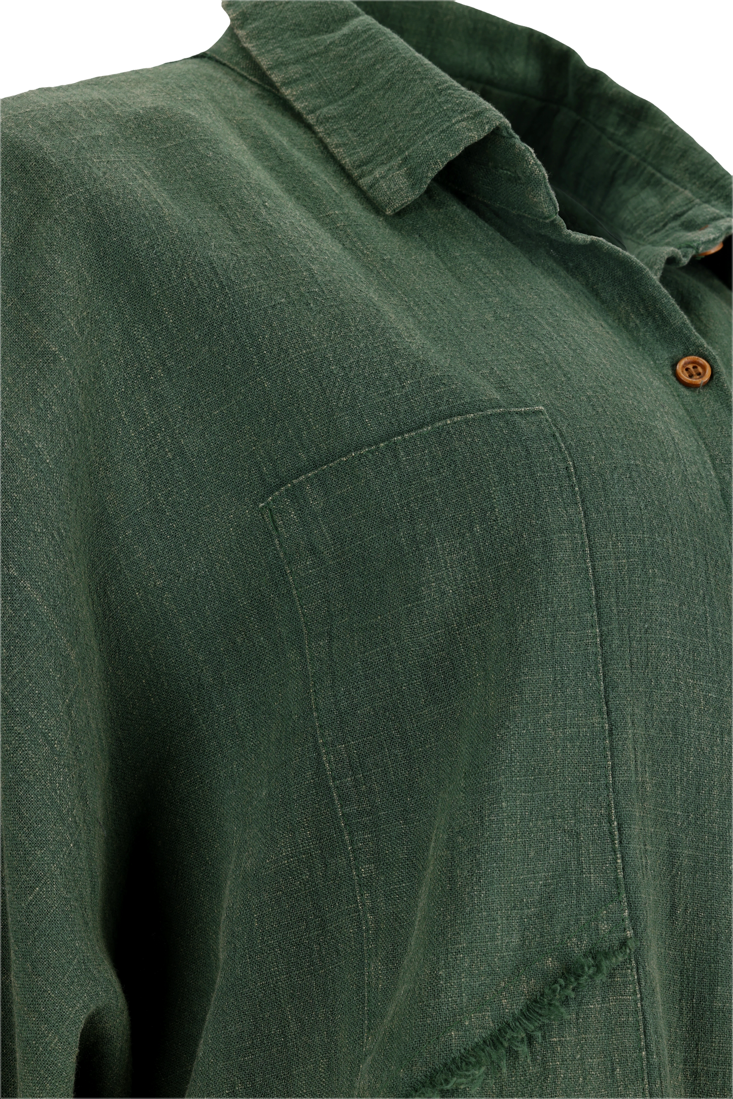 Sand-Fried Linen Overshirt - Green