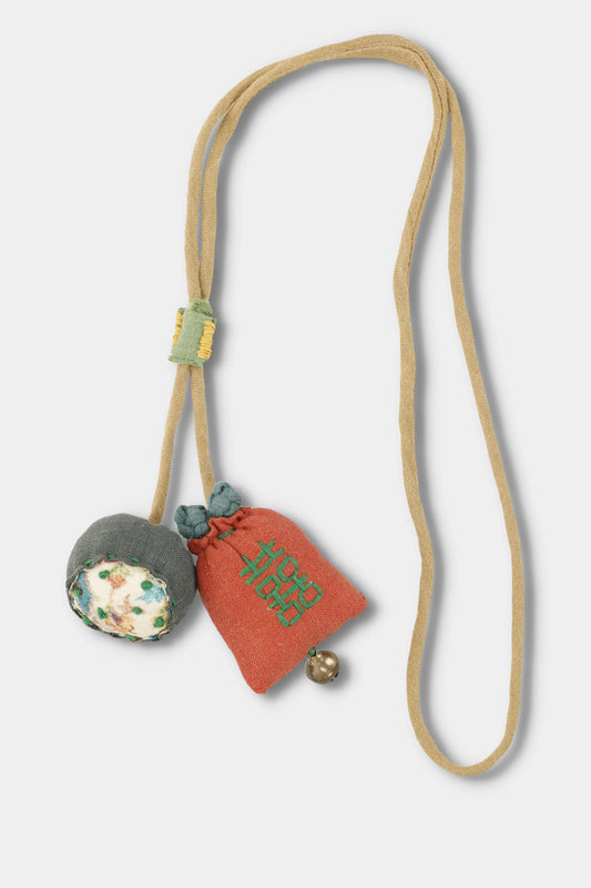 Handmade Linen Charm Necklace (Orange)