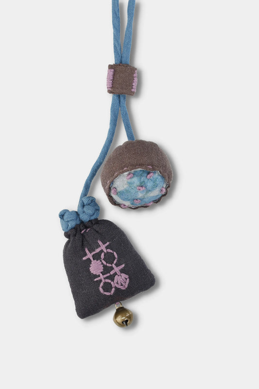 Handmade Linen Charm Necklace (Blue)