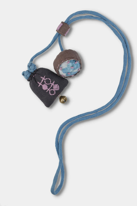Handmade Linen Charm Necklace (Blue)
