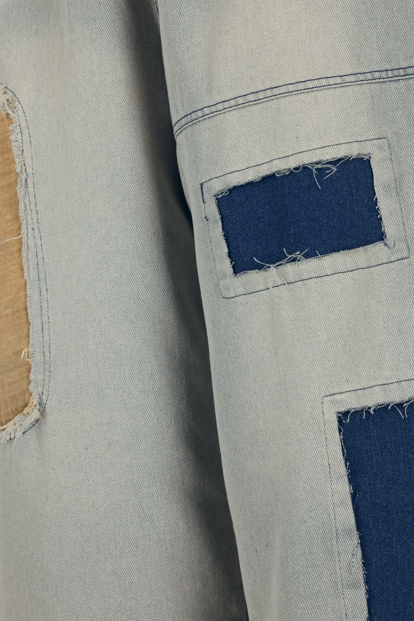 Drifted Patch Denim Pants–Washed Blue