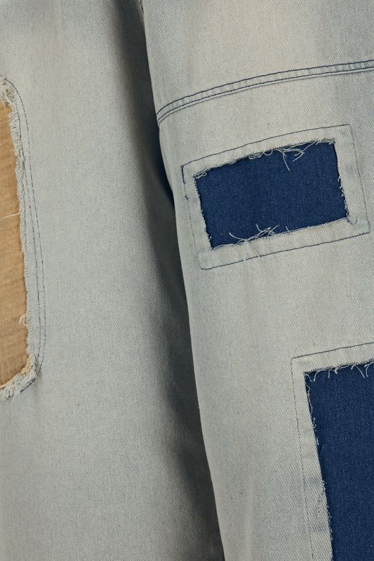 Drifted Patch Denim Pants–Washed Blue