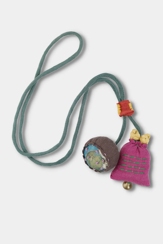 Handmade Linen Charm Necklace (Mulberry Pink)
