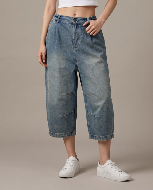 Cropped Balloon Jeans