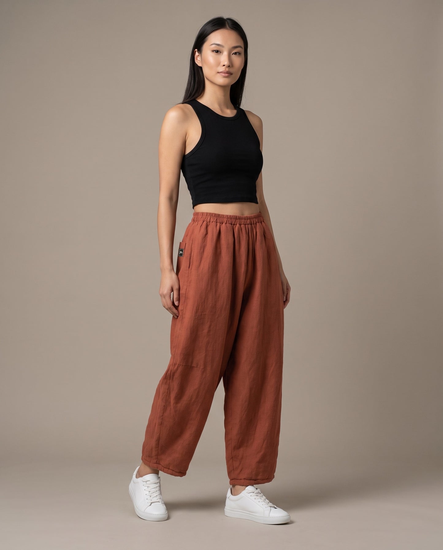 Burnt Orange Relaxed Tapered Pants