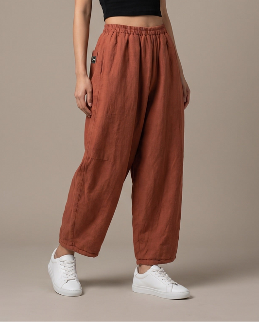 Burnt Orange Relaxed Tapered Pants