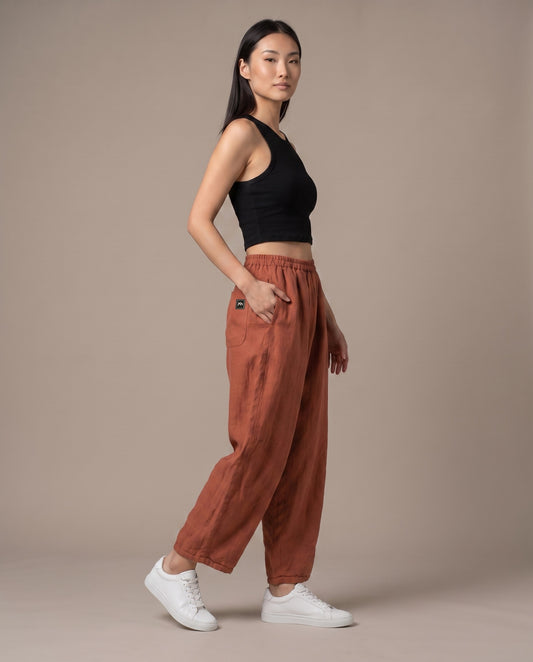 Burnt Orange Relaxed Tapered Pants