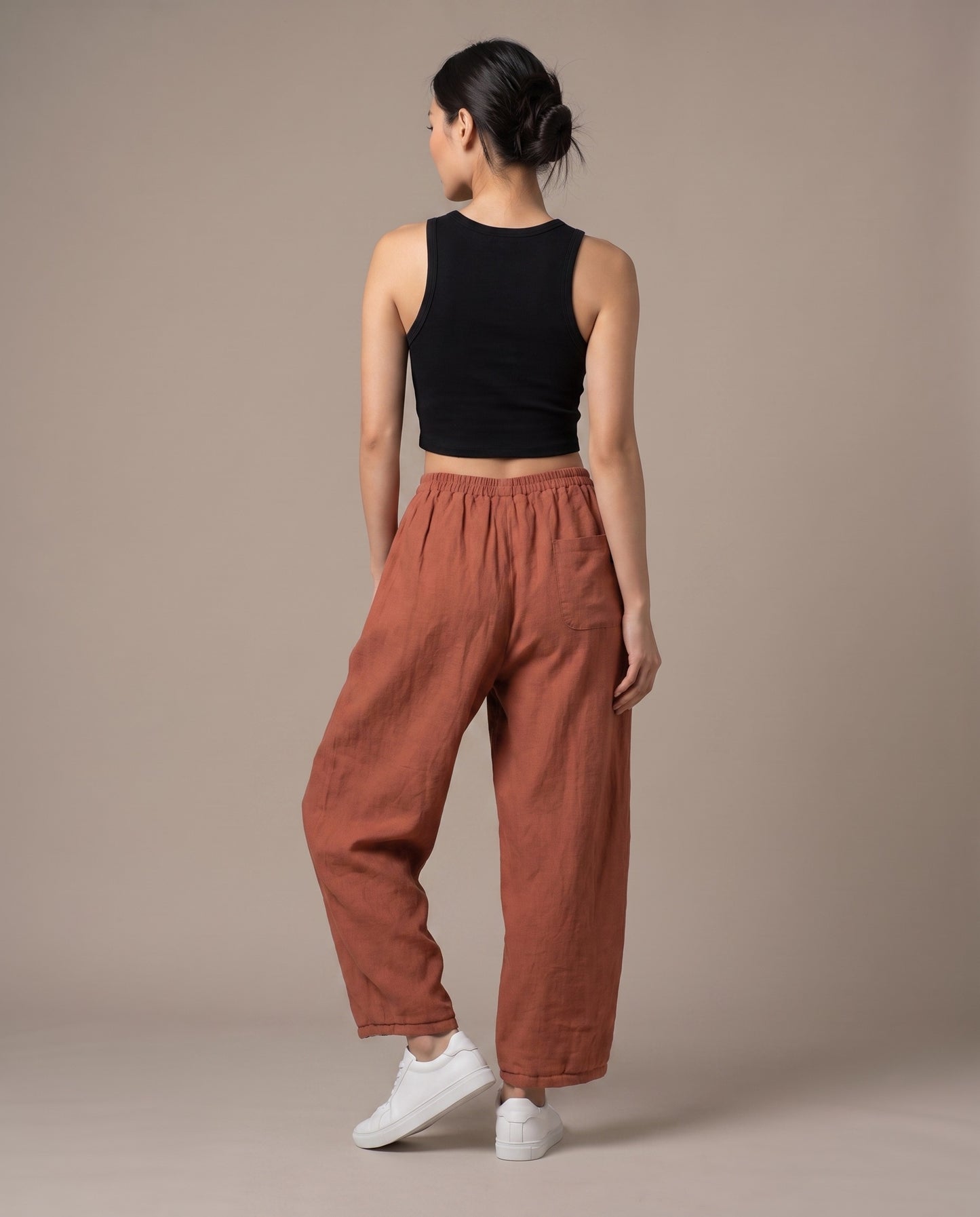 Burnt Orange Relaxed Tapered Pants