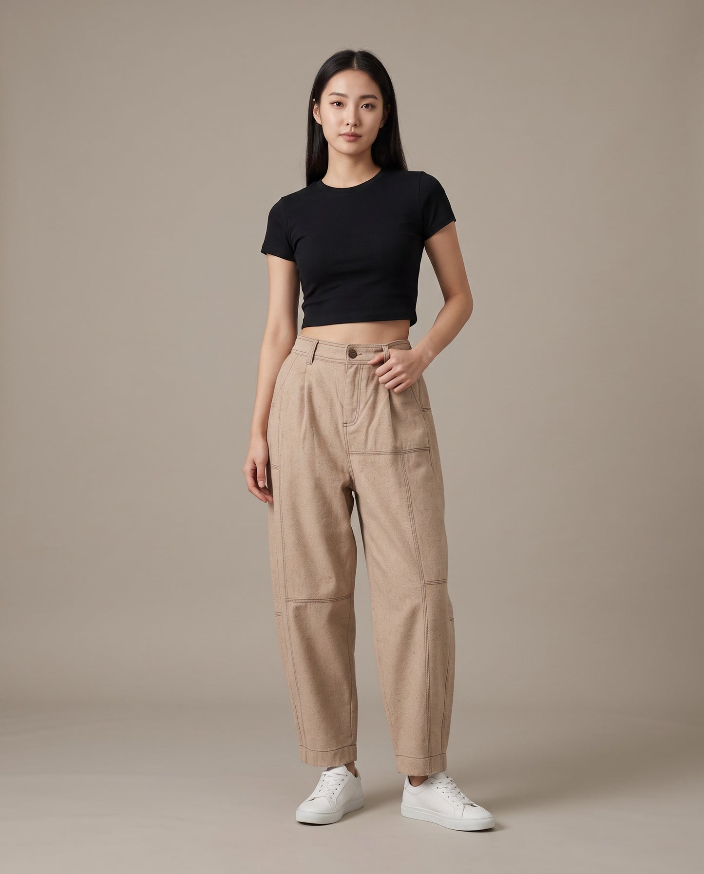 Sand Beige Relaxed Balloon Pants