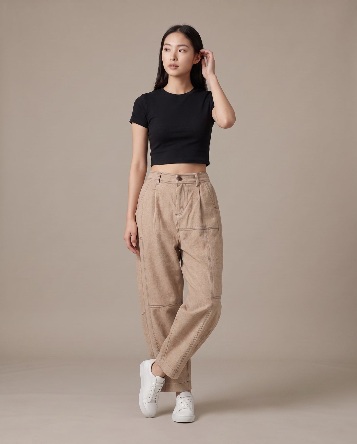 Sand Beige Relaxed Balloon Pants