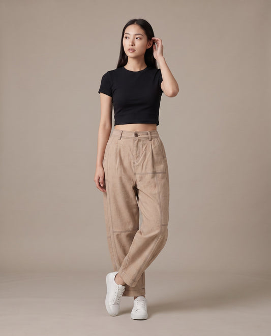 Sand Beige Relaxed Balloon Pants