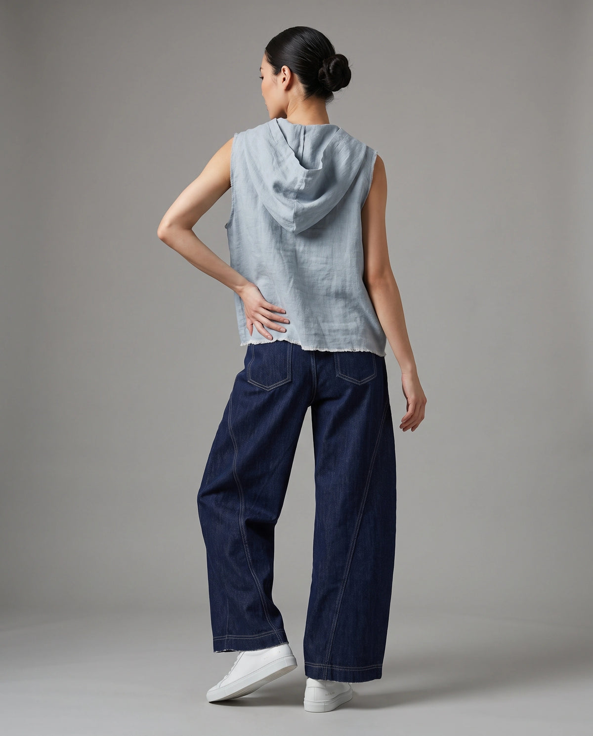 Washed Linen Hooded Vest