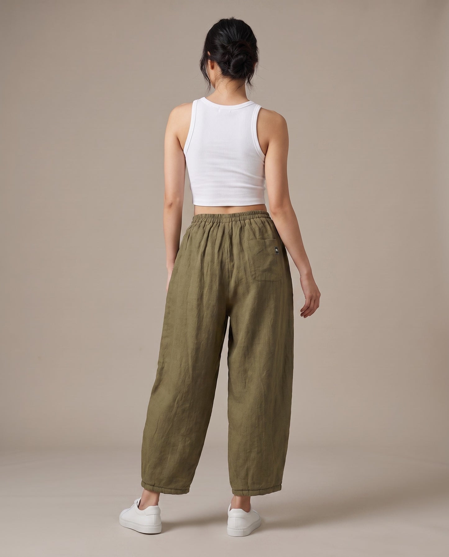 Olive Brown Relaxed Linen Pants