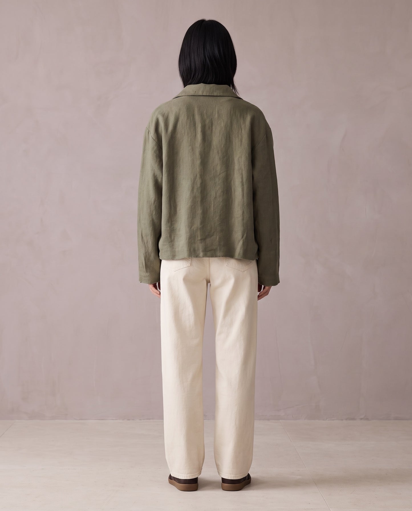 Washed Olive Linen Studio Jacket