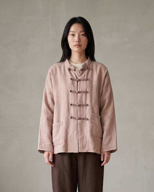 Frog-Closure Textured Jacket